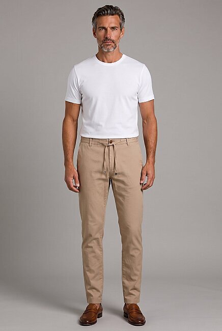 Bej Jogger İpli̇ Pantolon Spor (4)