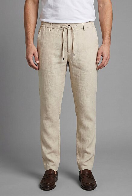 Bej Keten Jogger İpli̇ Pantolon Spor (0)