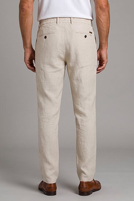 Bej Keten Jogger İpli̇ Pantolon Spor (1)