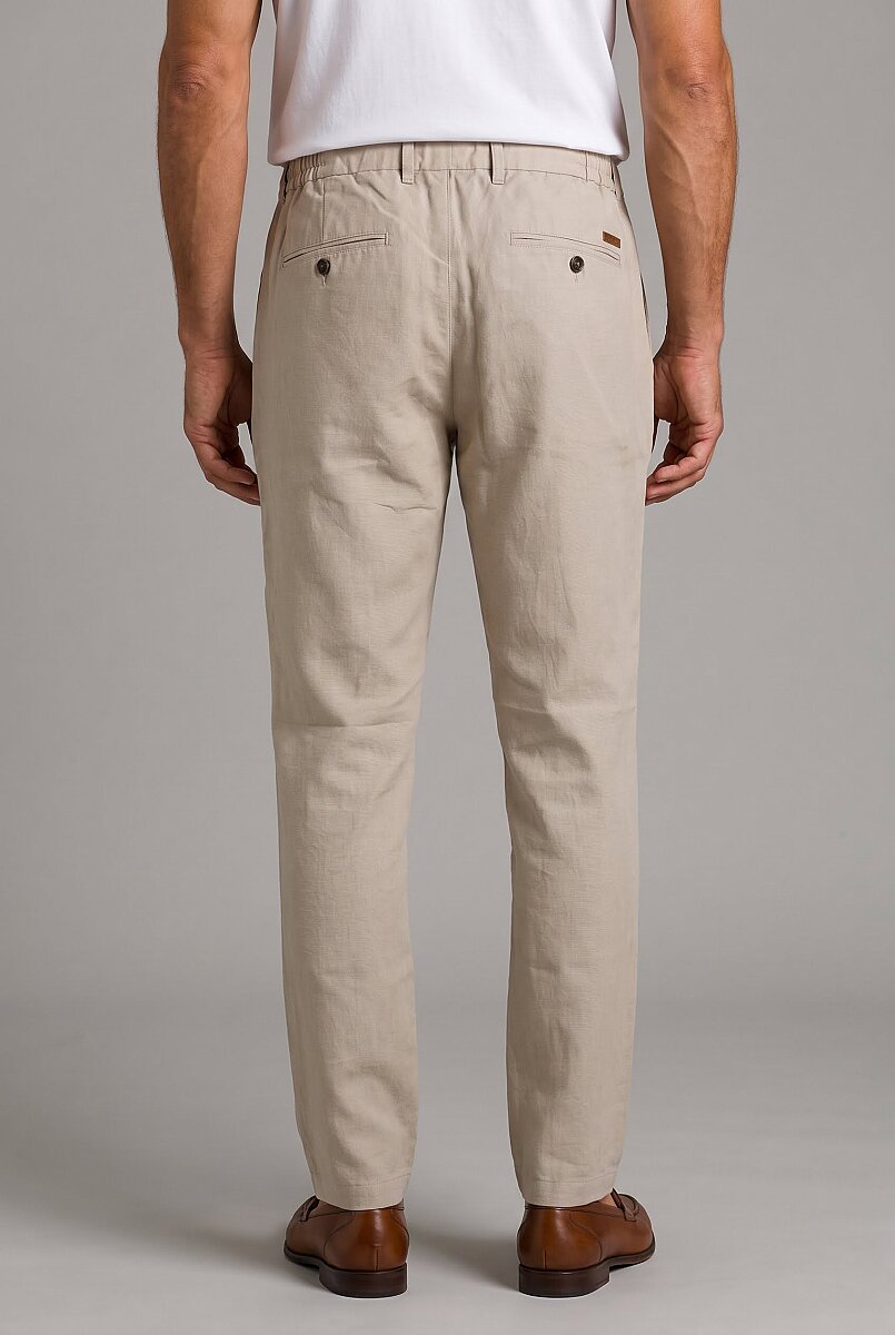 Bej Keten Jogger İpli̇ Pantolon Spor - 2