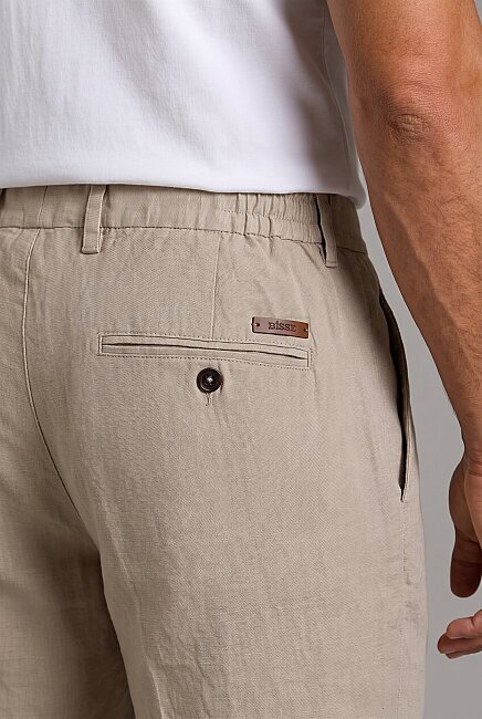 Bej Keten Jogger İpli̇ Pantolon Spor (2)