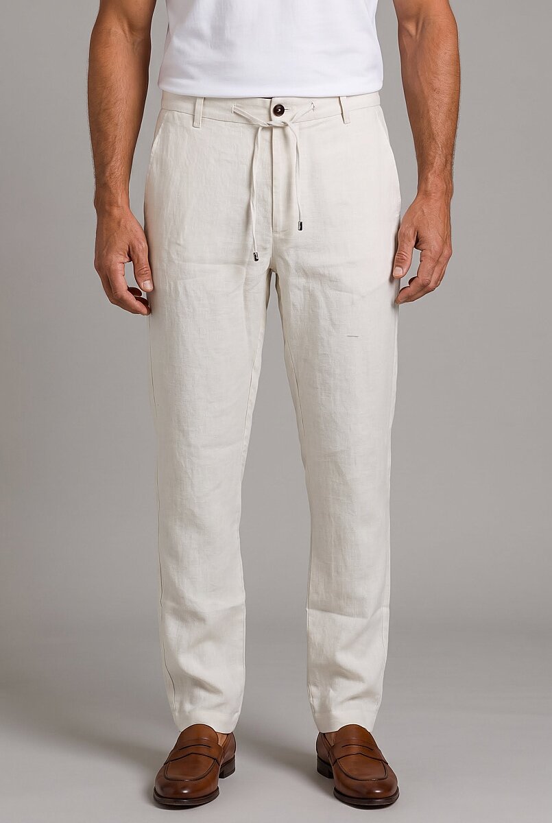 Ekru Keten Jogger İpli̇ Pantolon Spor