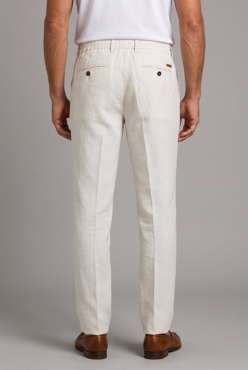 Ekru Keten Jogger İpli̇ Pantolon Spor (1)