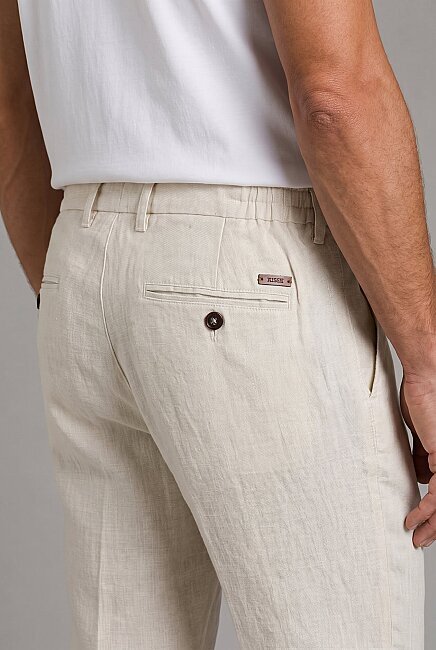 Ekru Keten Jogger İpli̇ Pantolon Spor (2)
