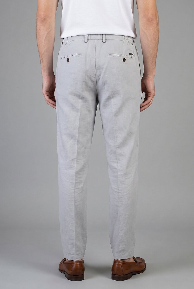 Gri Keten Jogger İpli̇ Pantolon Spor (1)