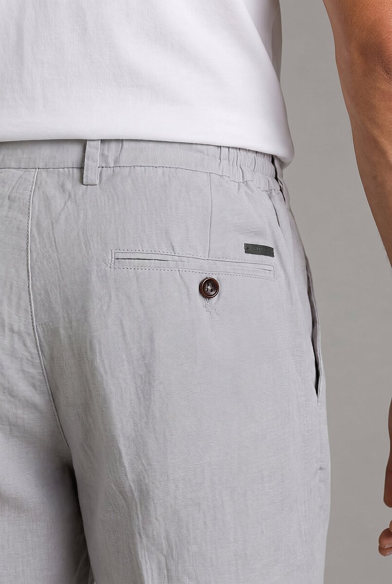 Gri Keten Jogger İpli̇ Pantolon Spor - 3