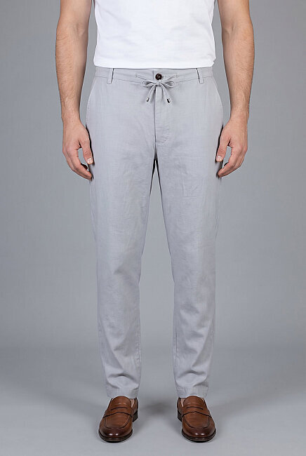 Grey Linen Jogger Ipli Spor Trousers
