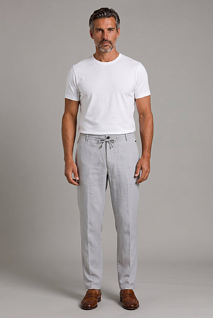 Grey Linen Jogger Ipli Spor Trousers (4)