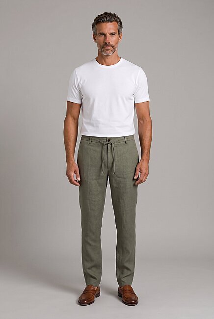 Haki Keten Jogger İpli̇ Pantolon Spor (4)