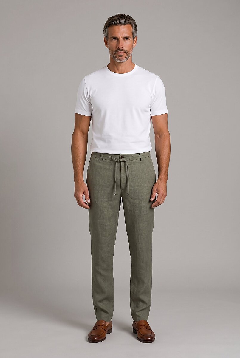 Haki Keten Jogger İpli̇ Spor Pantolon - 5