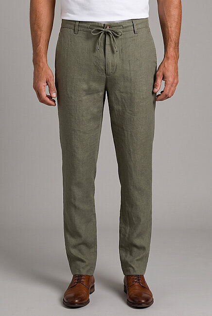 Haki Linen Jogger Ipli Spor Trousers