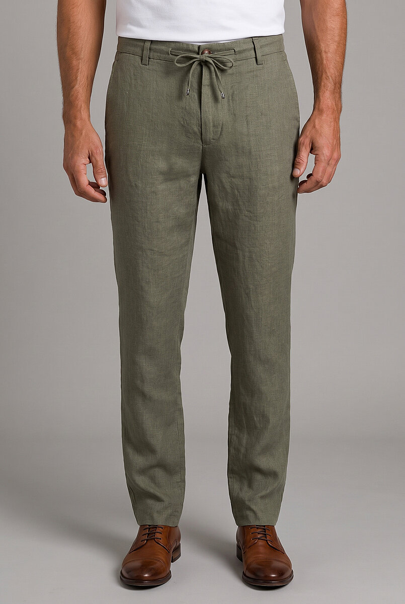 Haki Keten Jogger İpli̇ Spor Pantolon - 1