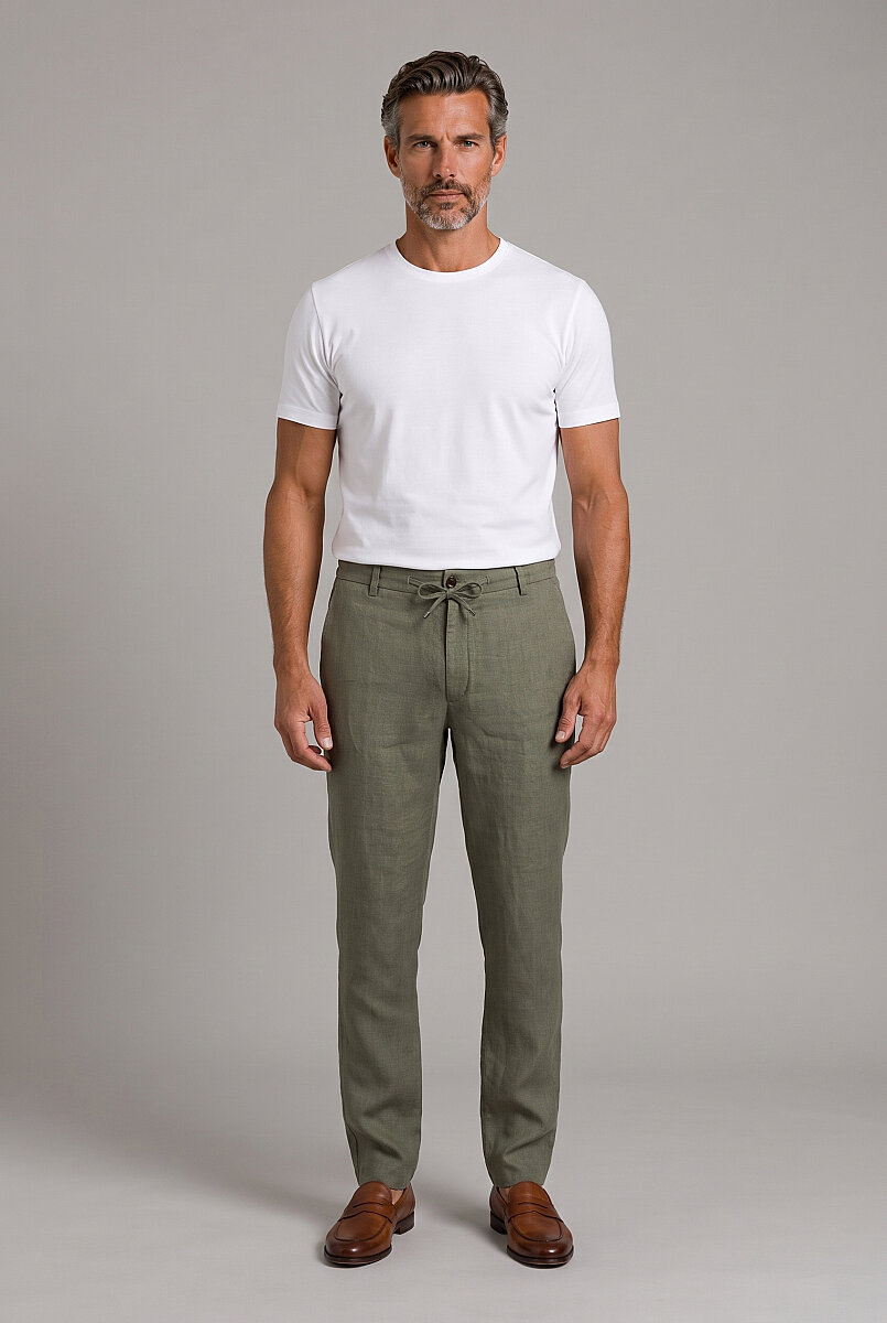 Haki Keten Jogger İpli̇ Spor Pantolon - 5
