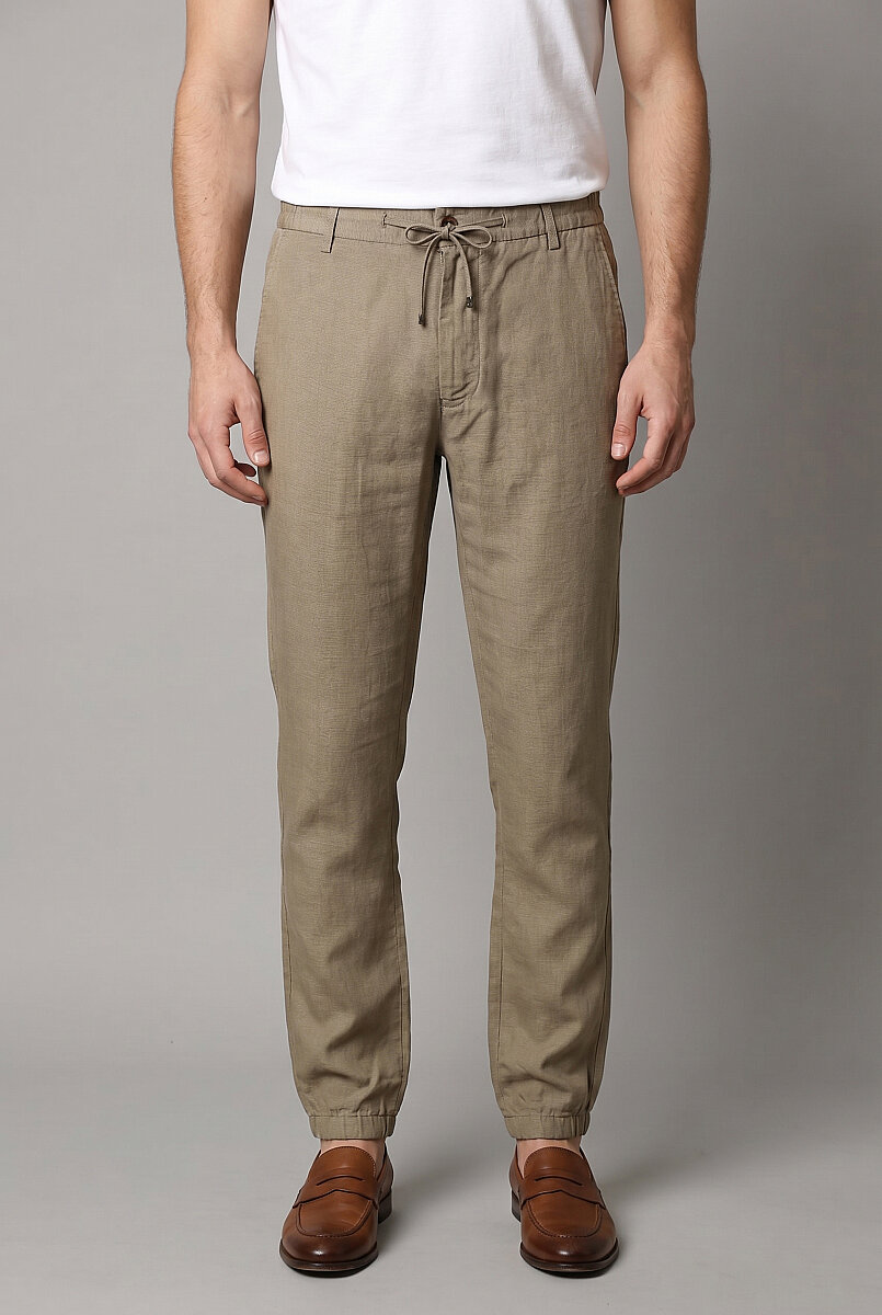 Haki Linen Jogger Ipli Spor Trousers