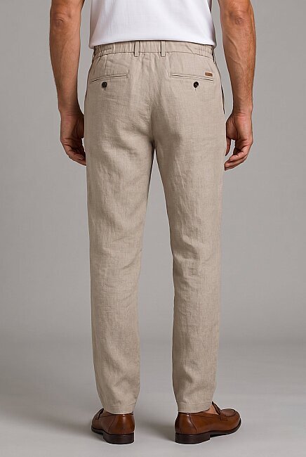 Bej Keten Jogger İpli̇ Pantolon Spor (1)