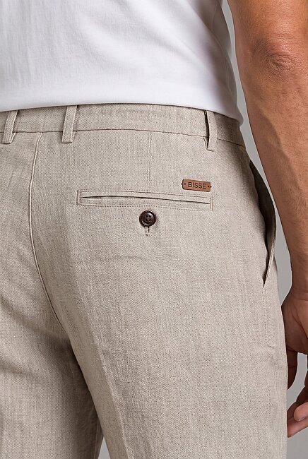 Bej Keten Jogger İpli̇ Pantolon Spor (3)