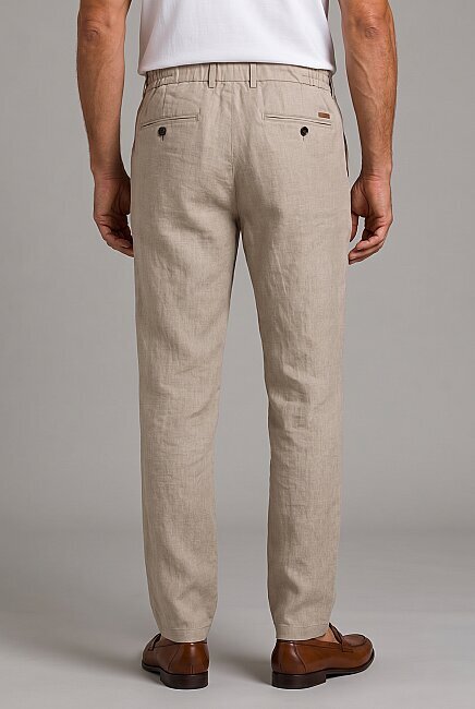 Beige Linen Jogger Ipli Spor Trousers (1)