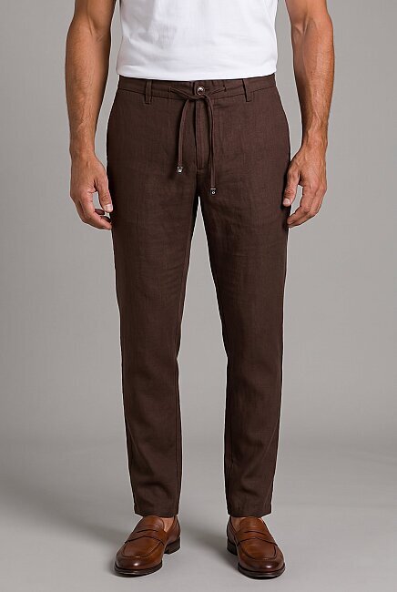 Kahve Keten Jogger İpli̇ Pantolon Spor