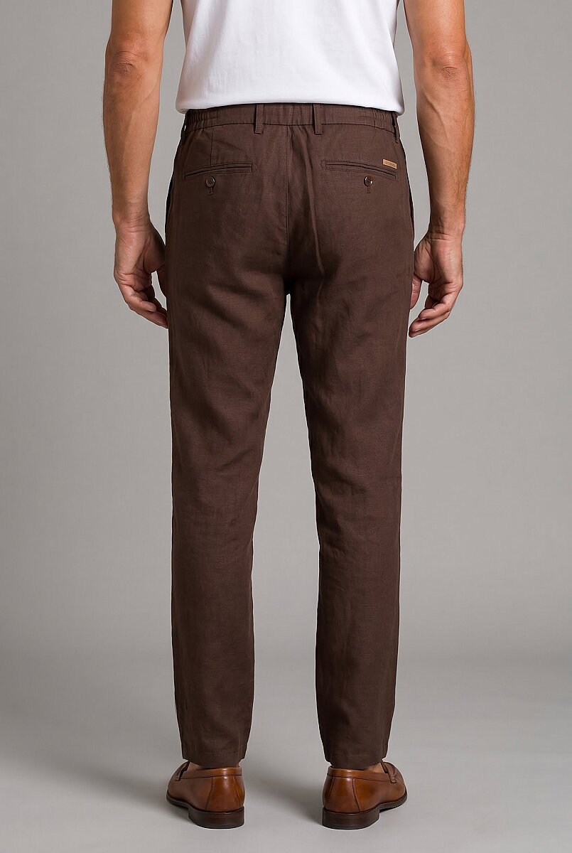 Kahve Keten Jogger İpli̇ Pantolon Spor - 2