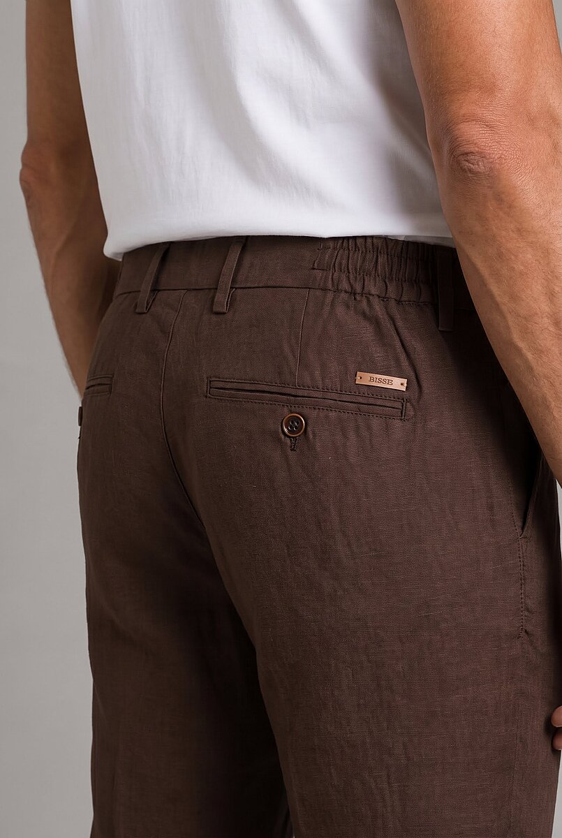 Kahve Keten Jogger İpli̇ Pantolon Spor - 3