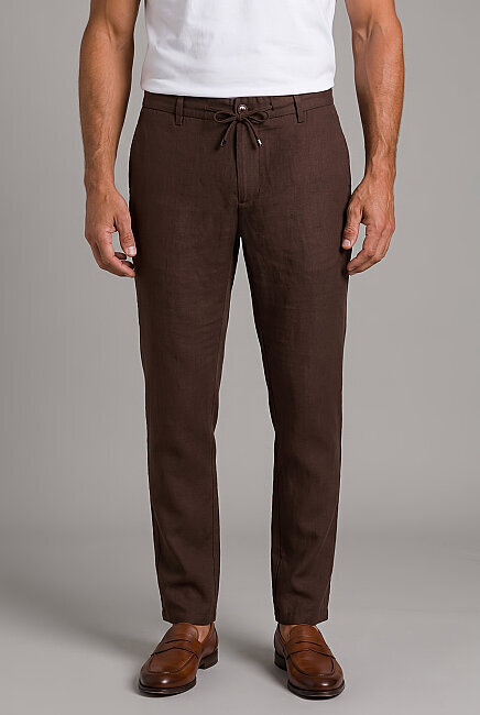 Kahverengi Keten Jogger İpli̇ Spor Pantolon