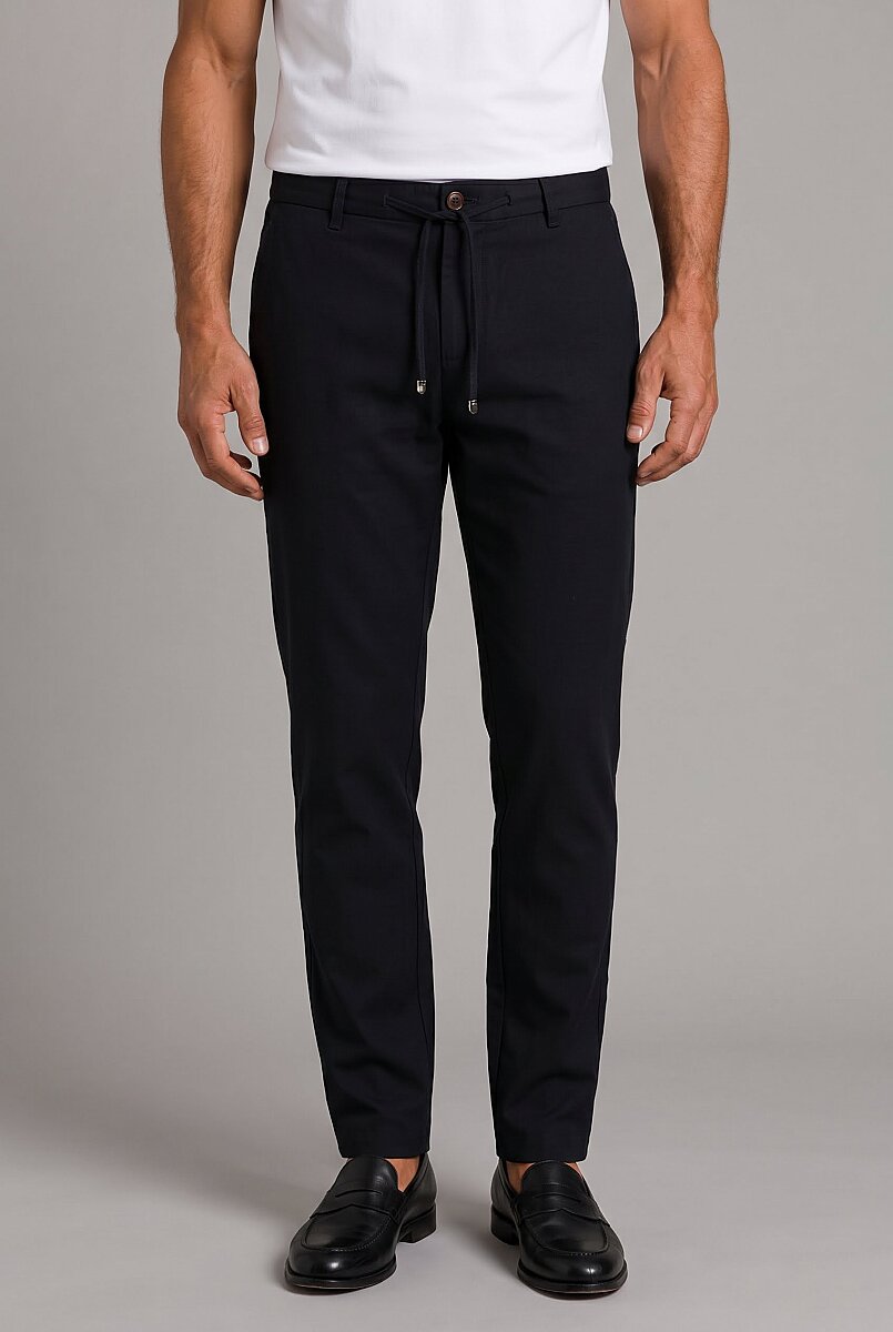 Lacivert Keten Jogger İpli̇ Pantolon Spor - 1