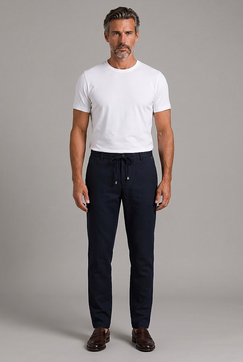 Lacivert Keten Jogger İpli̇ Spor Pantolon - 5