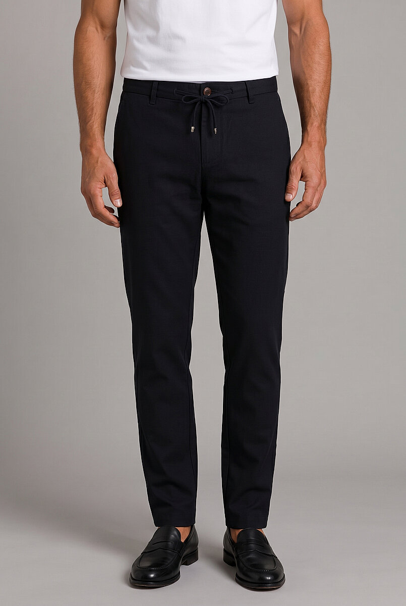 Navy Linen Jogger Ipli Spor Trousers