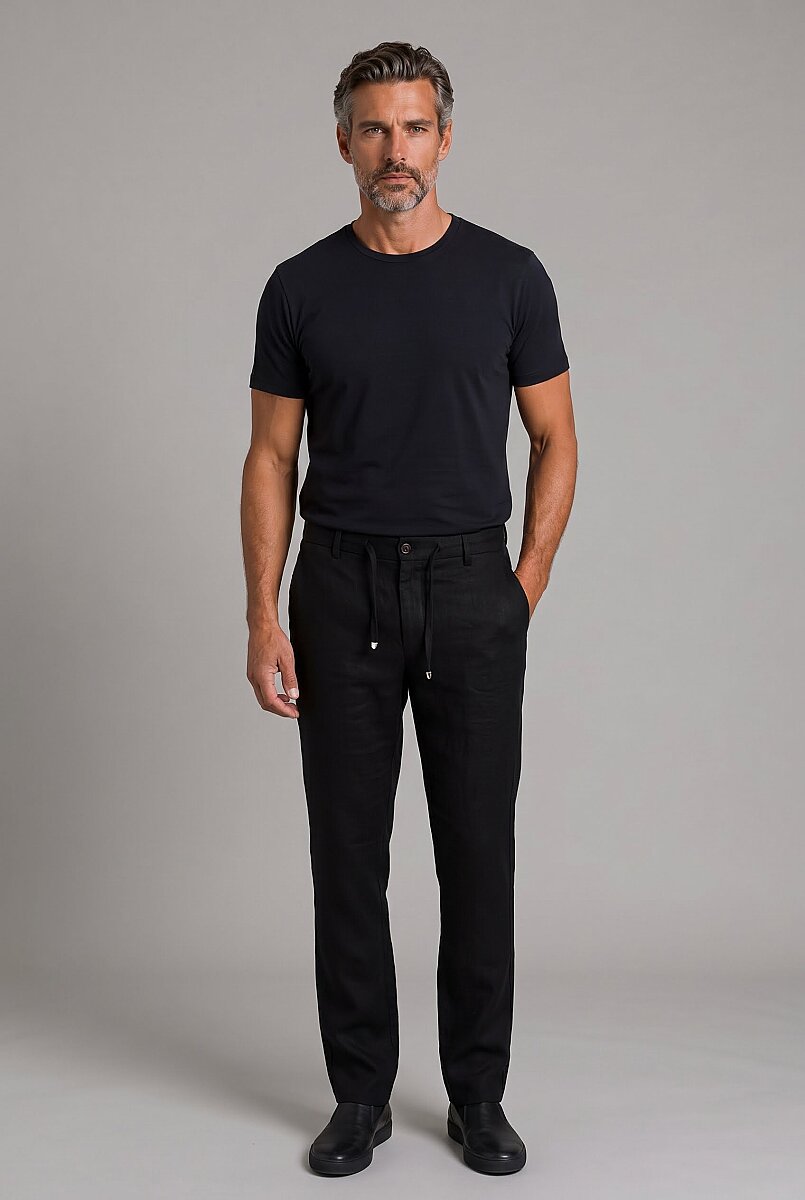 Siyah Keten Jogger İpli̇ Spor Pantolon - 5