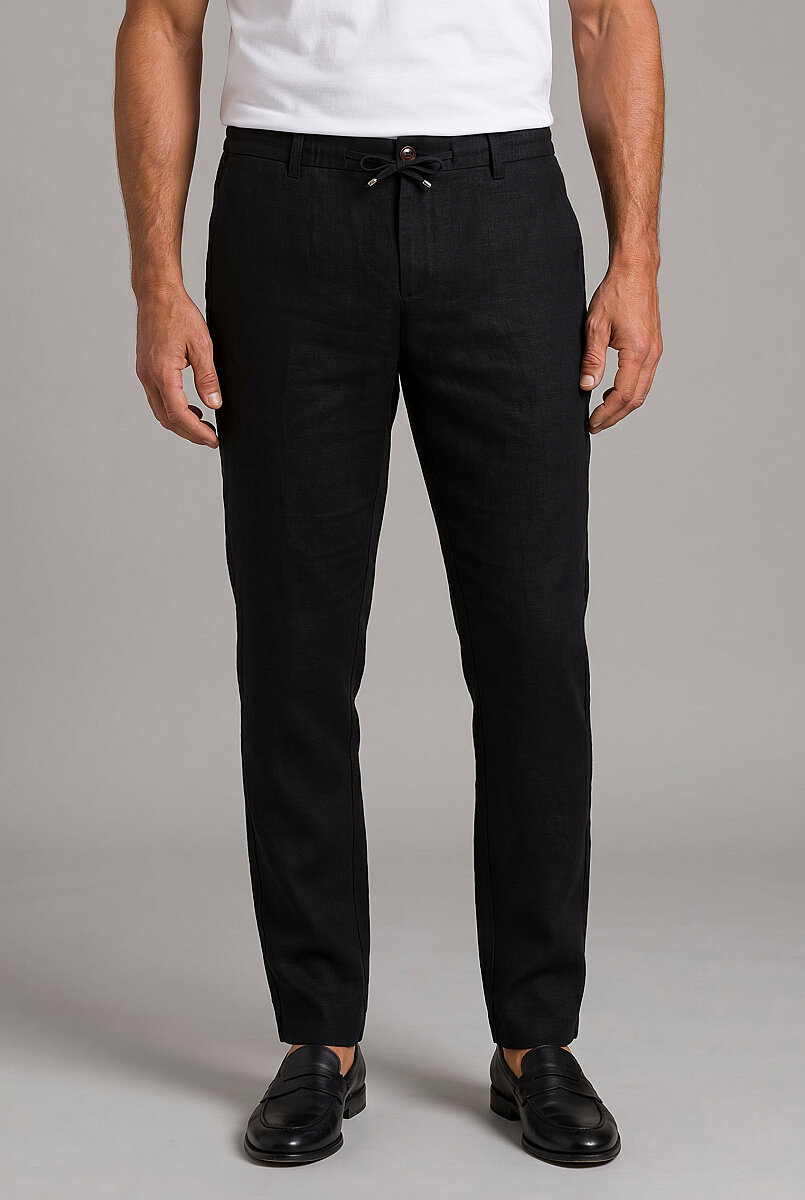Siyah Keten Jogger İpli̇ Spor Pantolon