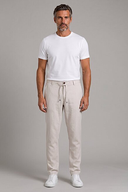 Taş Keten Jogger İpli̇ Pantolon Spor (4)