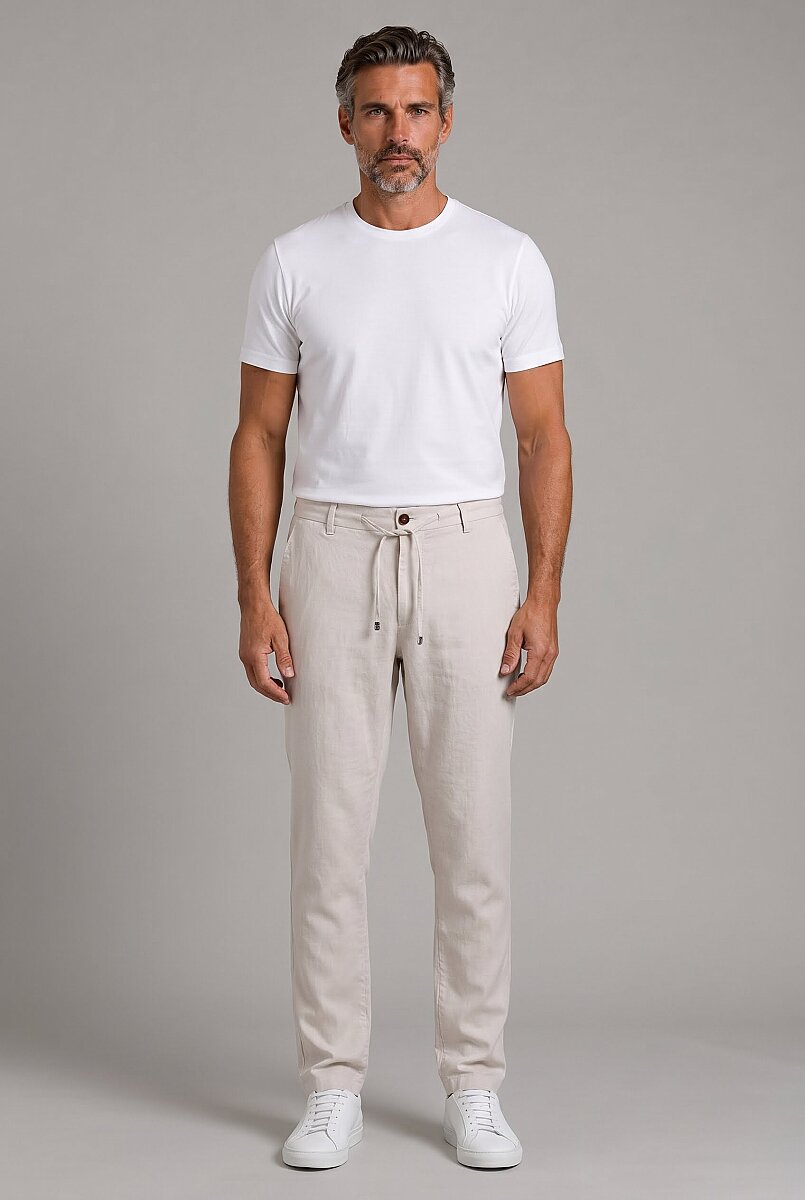 Taş Keten Jogger İpli̇ Pantolon Spor - 5