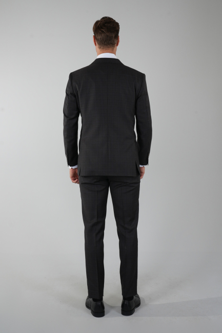 Kahve Comfort Fit Kruvaze Yaka Sedef Düğmeli 6 Drop Yün Takım Elbise (1)