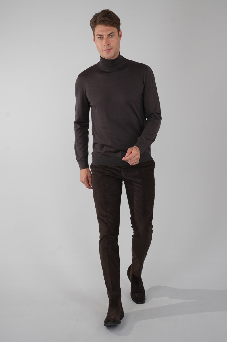 Kahve Kadife Pamuklu Likralı Esnek Rahat Jagger Erkek Pantolon - 5