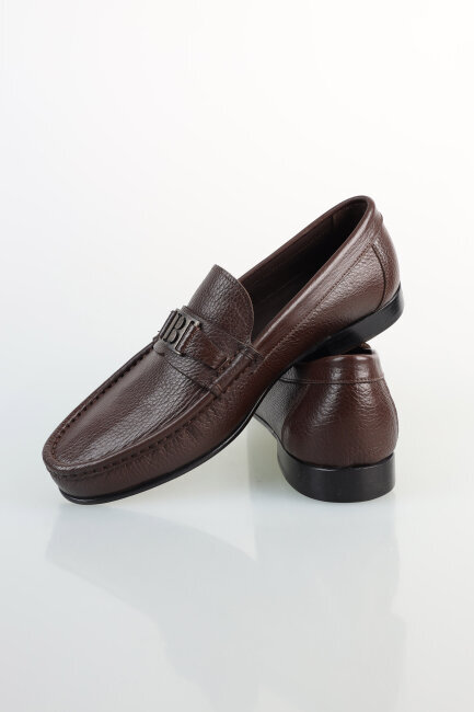 Kahve Metal Tokalı Kösele Erkek Ayakkabı - 4