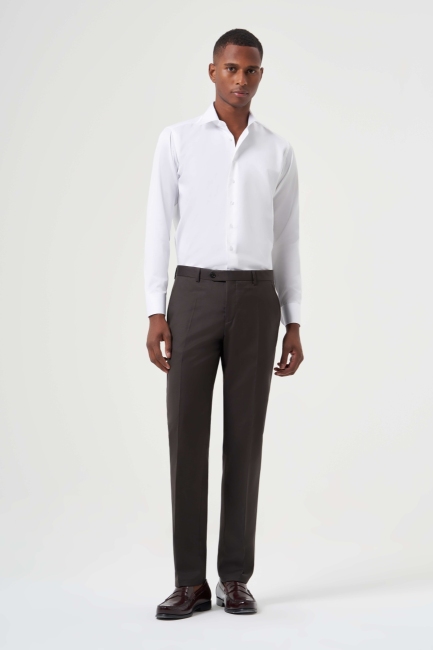 Kahve Yün Dokuma Klasik Erkek Pantolon - 5