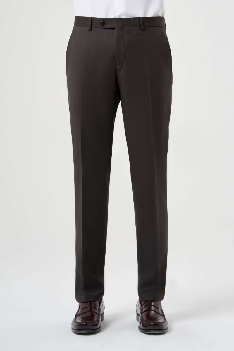 Kahve Yün Dokuma Klasik Erkek Pantolon - 1