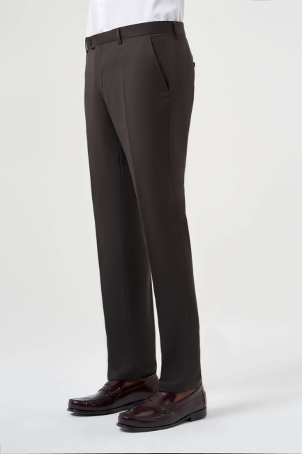 Kahve Yün Dokuma Klasik Erkek Pantolon (1)