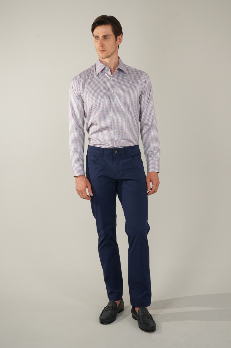 Kırmızı Uzun Kol Klasik Z Yaka Cepsiz Erkek Gömlek   - 5