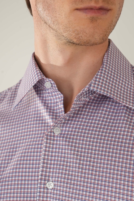 Kırmızı Uzun Kol Klasik Z Yaka Cepsiz Erkek Gömlek   - 3