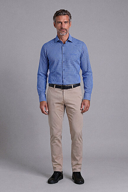 Navy Regular Fit Cotton Cepsiz Kisa Apaj Collar Shirt (4)