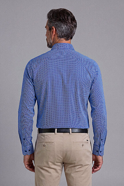 Navy Regular Fit Cotton Cepsiz Kisa Apaj Collar Shirt (1)