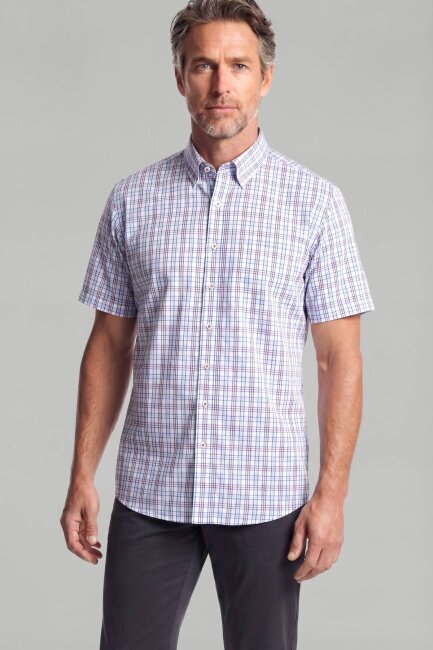 Erkek Regular Fit Kısa Kol Paşa Yaka Tek Cep Pamuk Mavi Gömlek - 1