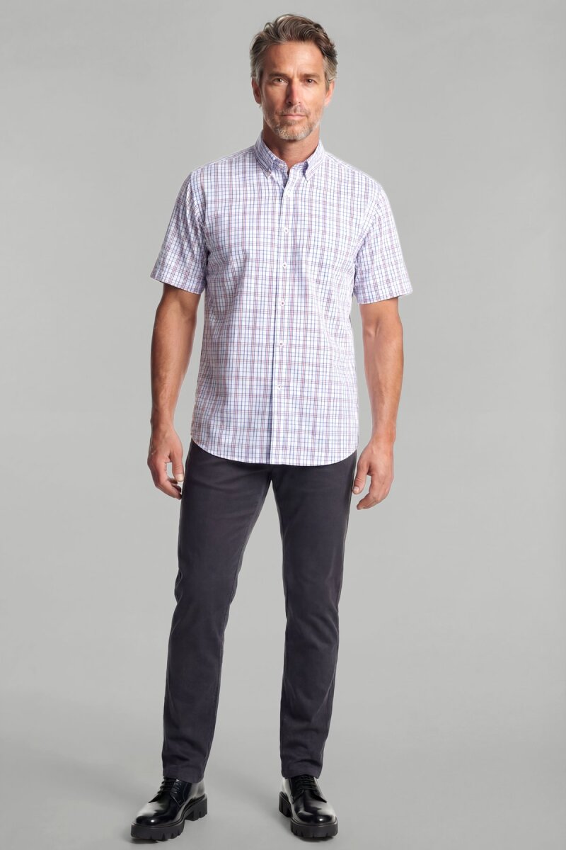 Erkek Regular Fit Kısa Kol Paşa Yaka Tek Cep Pamuk Mavi Gömlek - 3