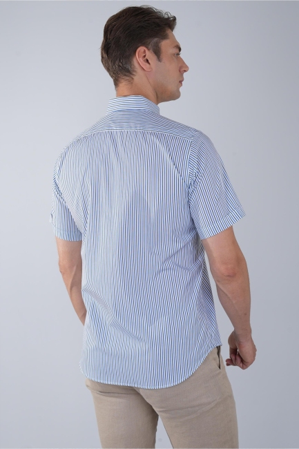 Kısa Kol Paşa Yaka Tek Cep Pamuk Yeşil Erkek Gömlek (1)