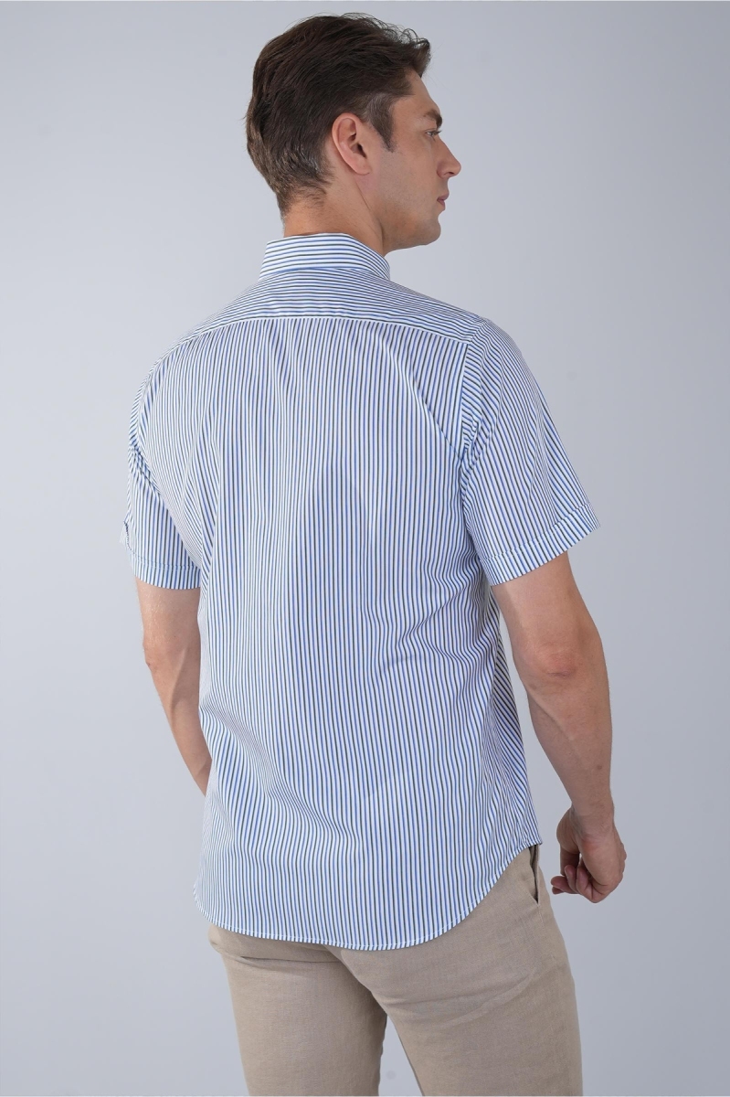 Kısa Kol Paşa Yaka Tek Cep Pamuk Yeşil Erkek Gömlek (1)