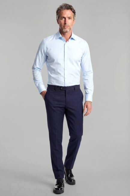 Klasik Yaka Regular Fit Açık Mavi Uzun Kol Cepsiz Erkek Gömlek - 3