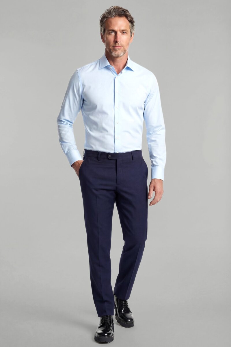 Klasik Yaka Regular Fit Açık Mavi Uzun Kol Cepsiz Erkek Gömlek - 3