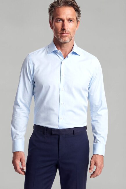 Klasik Yaka Regular Fit Açık Mavi Uzun Kol Cepsiz Erkek Gömlek - 1