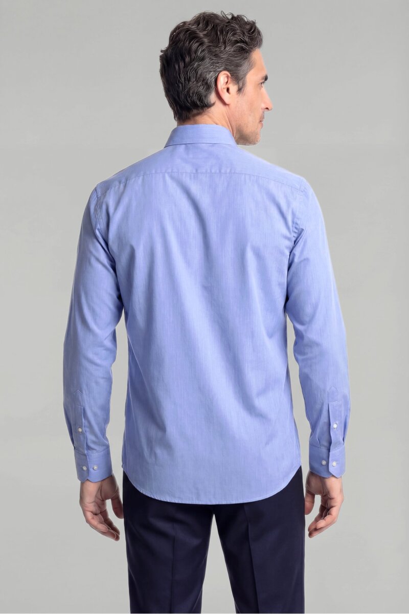 Klasik Yaka Regular Fit Mavi Uzun Kol Cepsiz Erkek Gömlek - 2